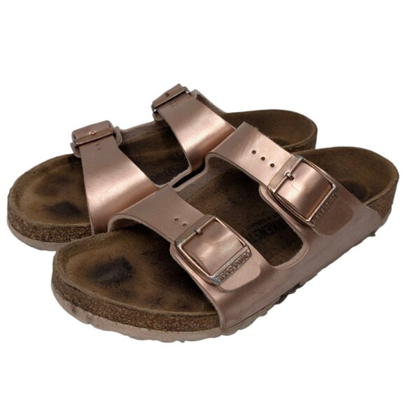 Birkenstock Arizona Slide Sandals Girls Rose Gold Slip On Size EU 32 US 1 - Picture 6 of 11